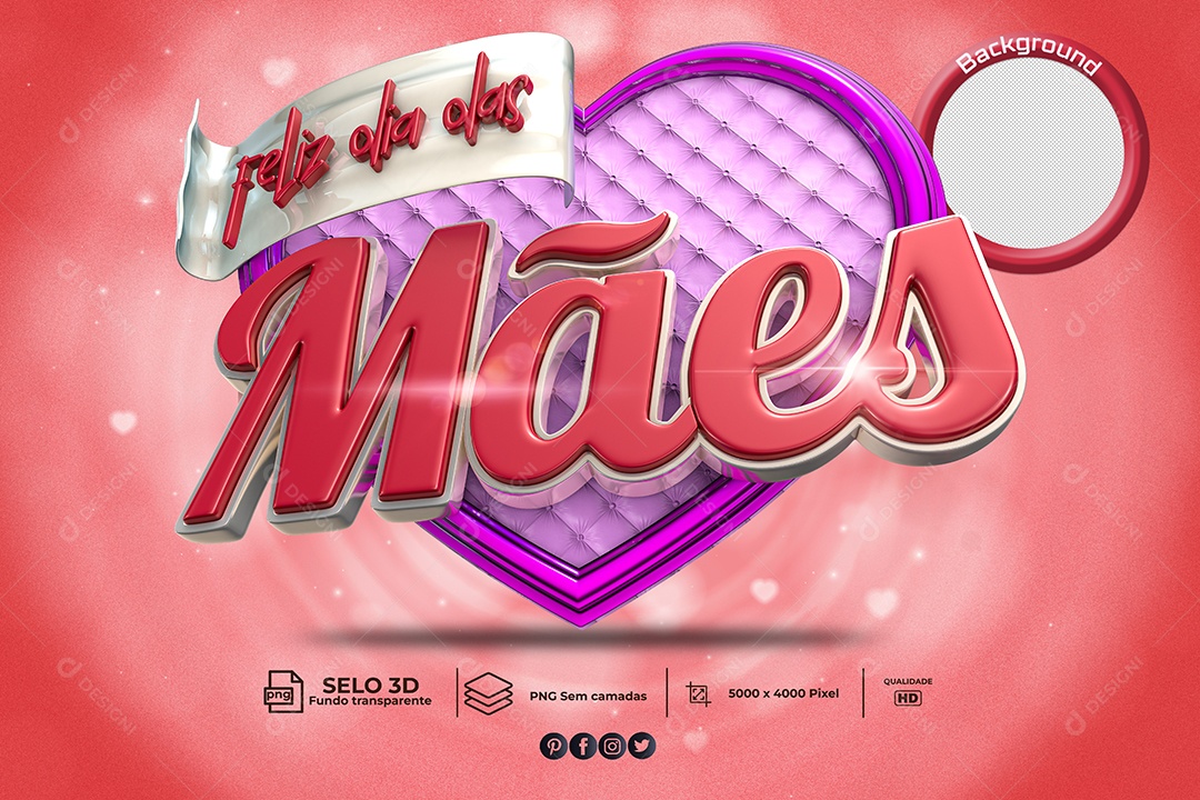 Selo 3D Para Composição Feliz Dia Das Mães PNG Transparente