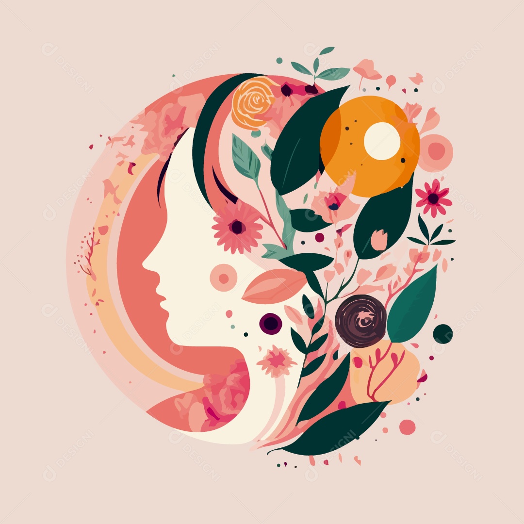 Ilustração dia internacional da mulher 08 de Março Vetor EPS