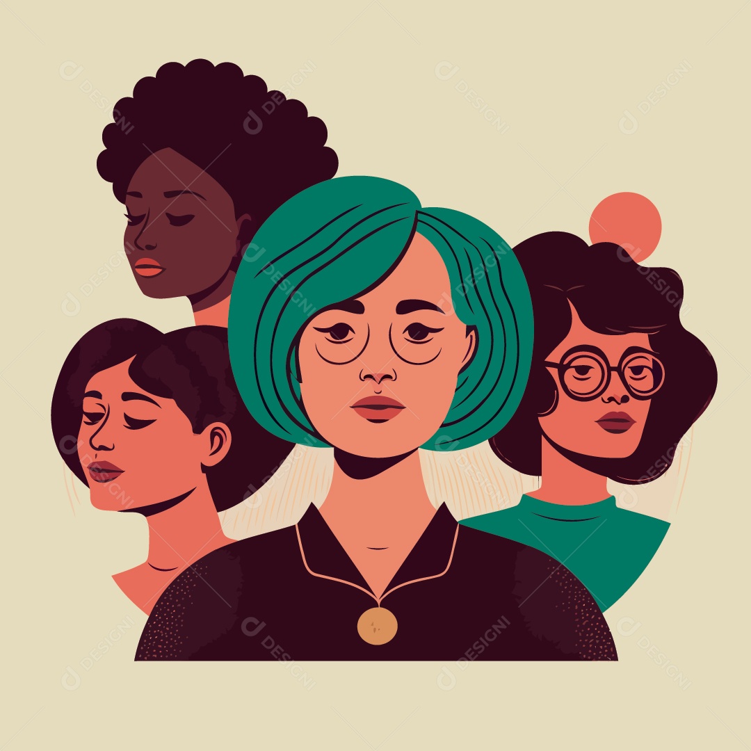 Ilustração dia internacional da mulher 08 de Março Vetor EPS