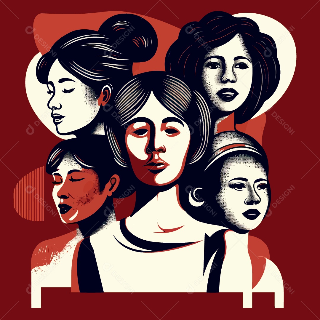 Ilustração dia internacional da mulher 08 de Março Vetor EPS