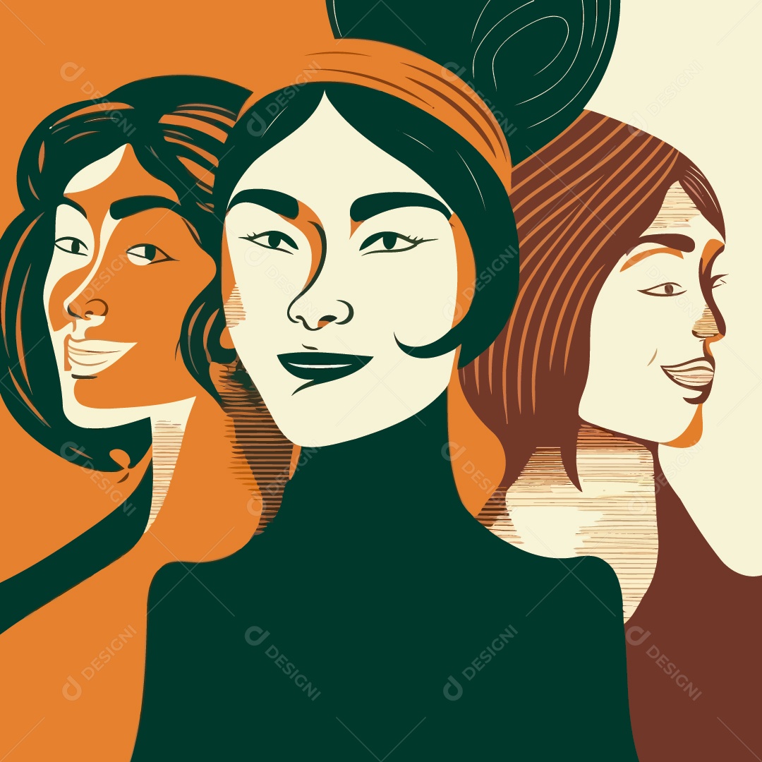 Ilustração Dia Internacional da Mulher 08 de Março Vetor EPS