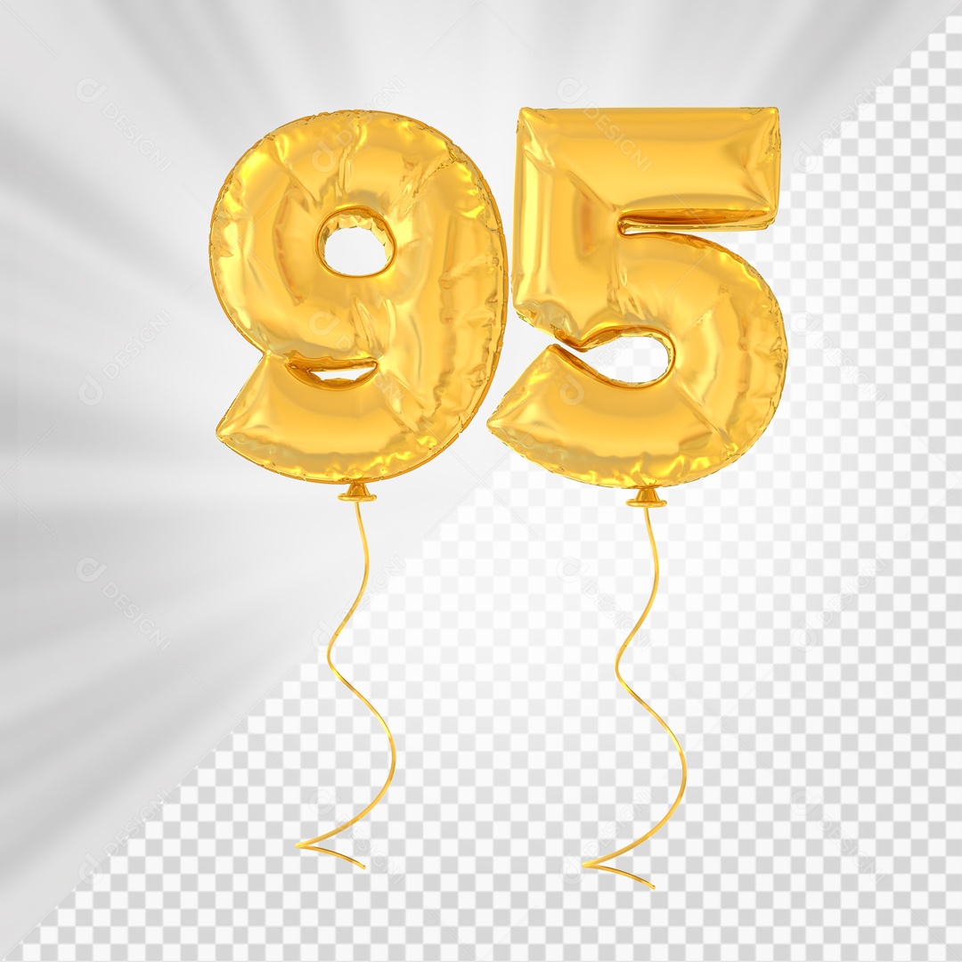Balão De Festa Amarelo De Número 95 Elemento 3D Para composição PSD