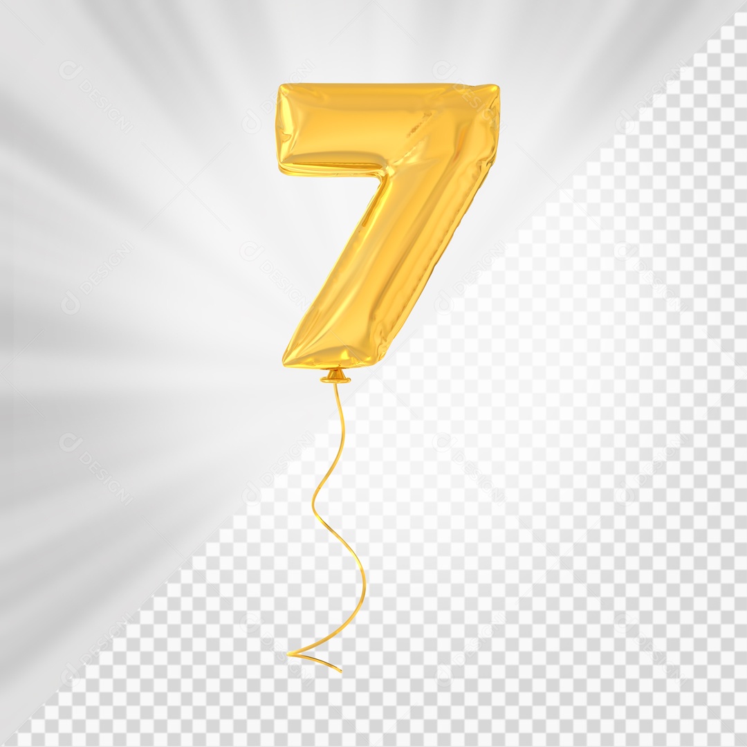 Balão De Festa Amarelo De Número 7 Elemento 3D Para composição PSD