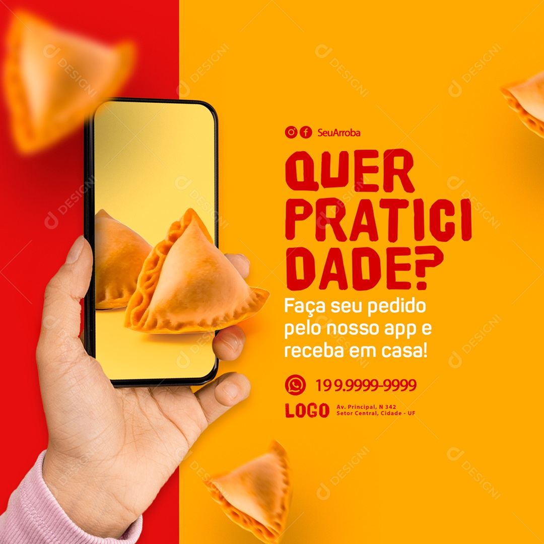 Quer Praticidade Faça Seu Pedido Salgateria Salgados Social Media PSD Editável