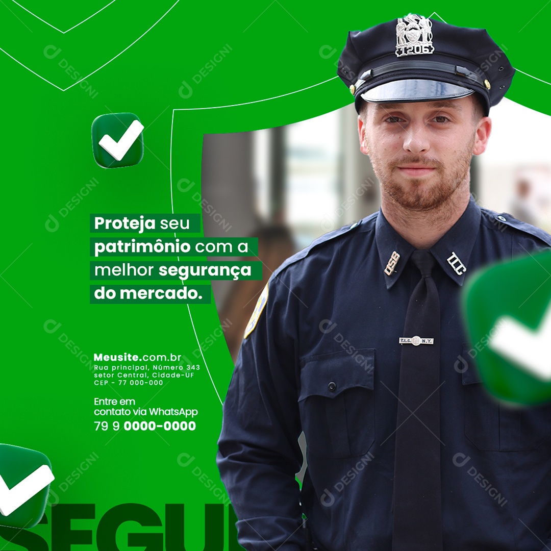 Proteja Seu Patrimônio Com A Melhor Segurança Do Mercado Segurança Privada Social Media PSD Editável