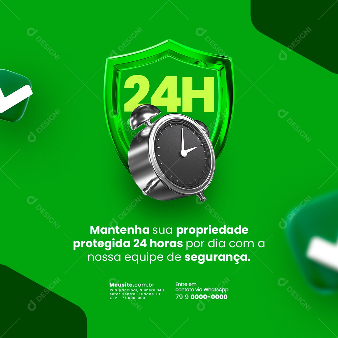 Mantenha Sua Propriedade Protegida 24 Horas Por Dia Segurança Privada Social Media PSD Editável