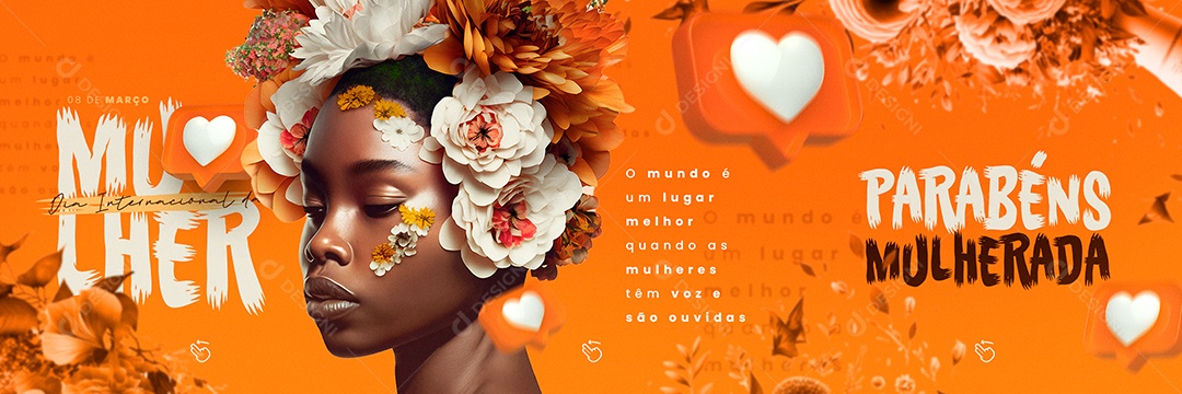 O Mundo é Um Lugar Melhor Quando As Mulheres Têm a Voz Carrossel Dia Internacional Da Mulher Social Media PSD Editável