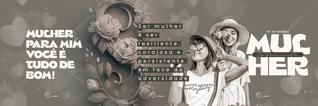 Ser Mulher é Ser Resiliente Carrossel Dia Internacional Da Mulher 8 De Março Social Media PSD Editável