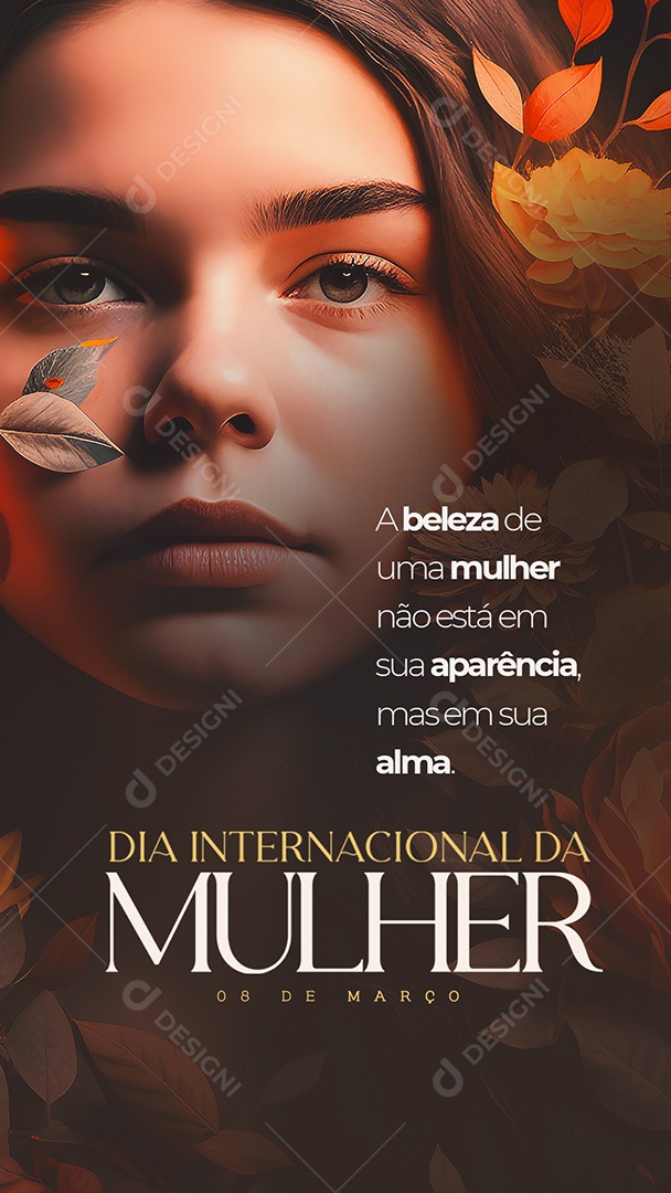 Story A Beleza de Uma Mulher Não Está em Sua Aparência Dia Internacional Da Mulher Social Media PSD Editável