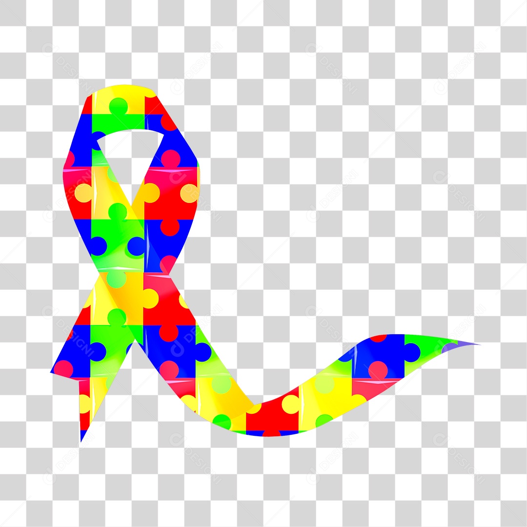 Elemento 3D Para Composição Laço Autismo PNG Transparente