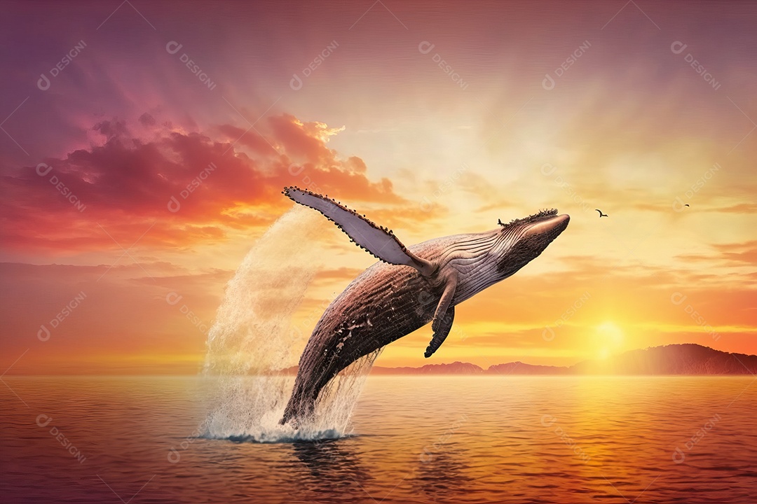 Linda imagem de uma baleia jubarte no oceano