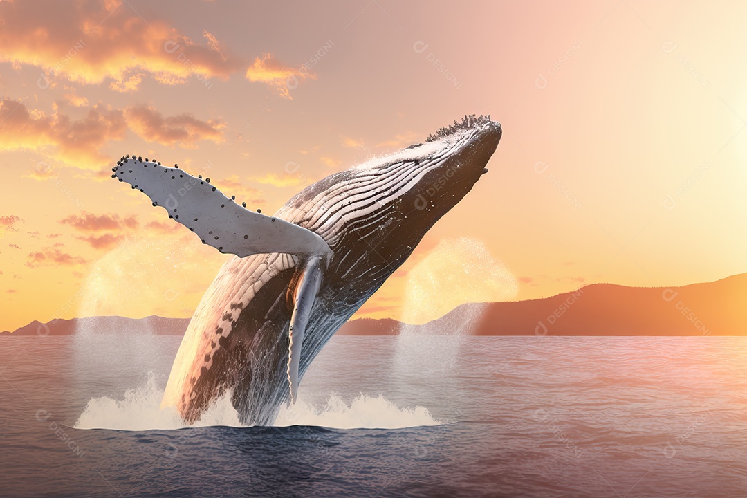 Linda imagem de uma baleia jubarte no oceano