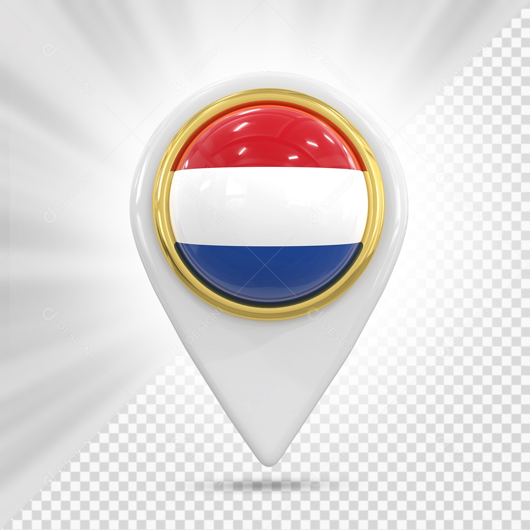 Pin De Localização Branco Com Bandeira De Países Baixos Elemento 3D PSD