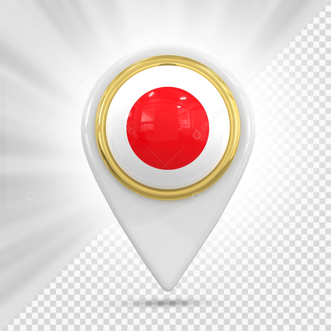 Pin De Localização Branco Com Bandeira De Japão Elemento 3D PSD