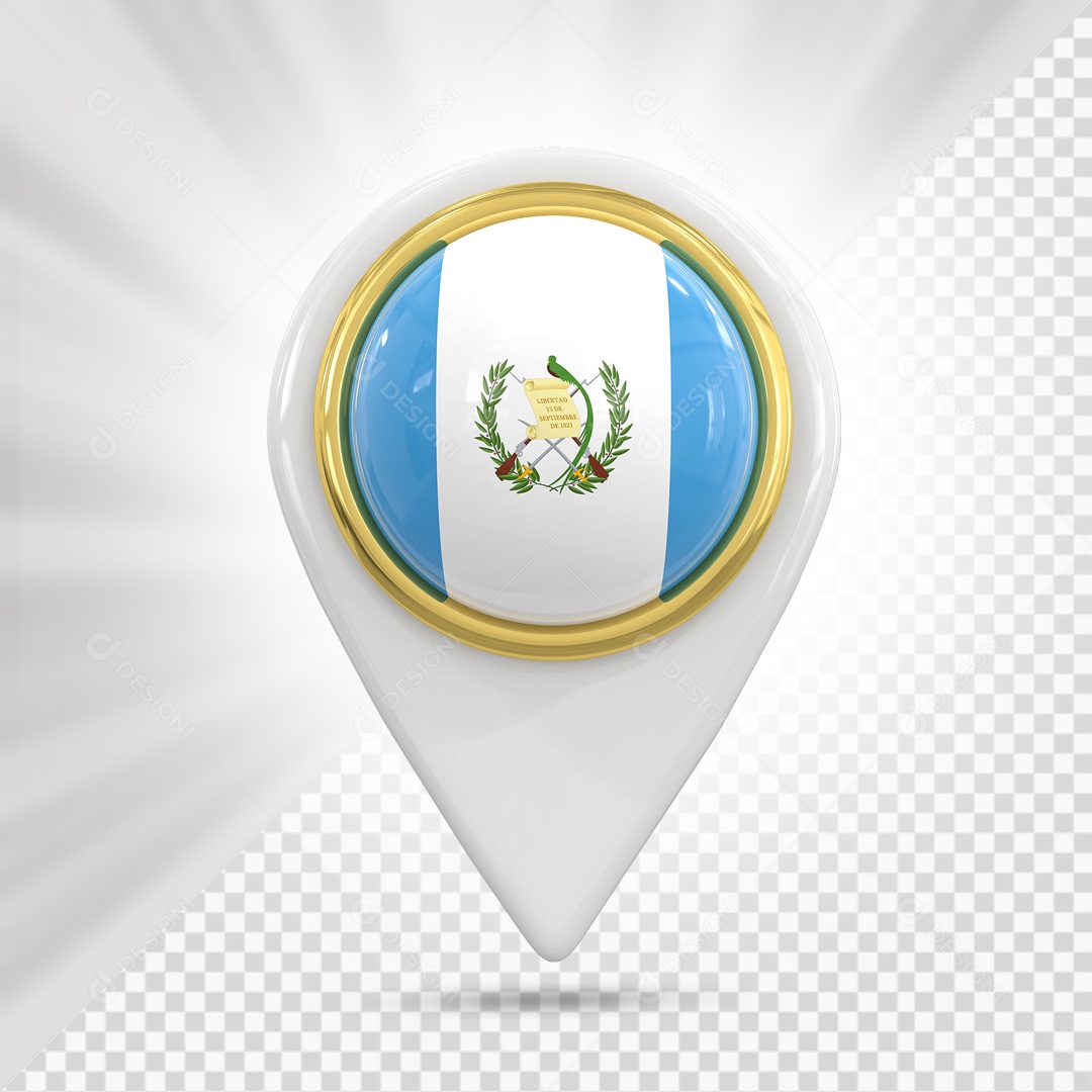 Pin De Localização Branco Com Bandeira De Guatemala Elemento 3D PSD