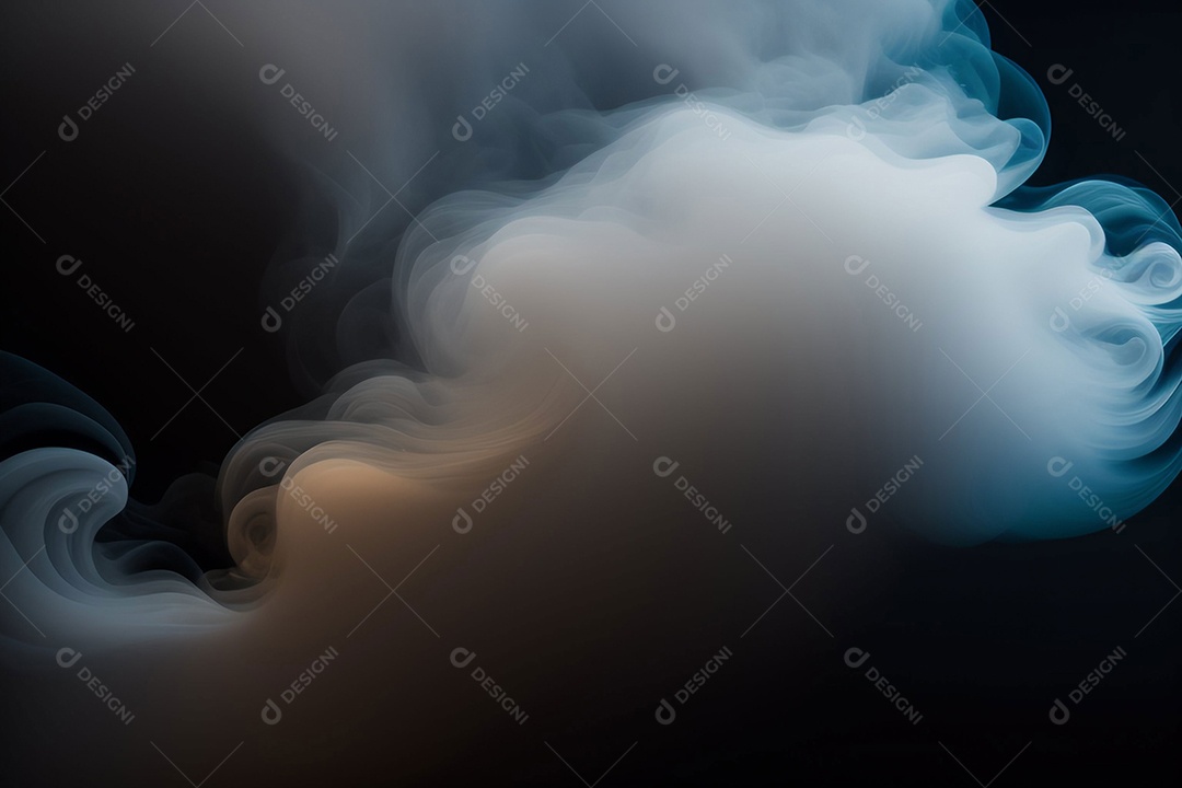 Cinza ondulado fumaça sobre fundo preto