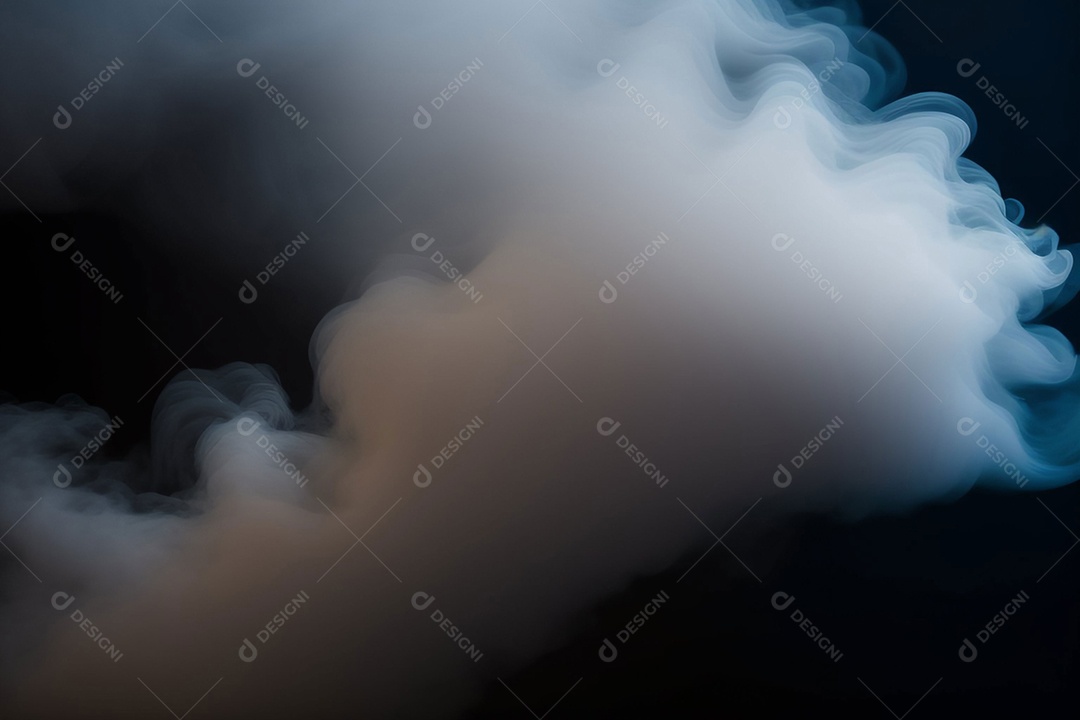 Cinza ondulado fumaça sobre fundo preto