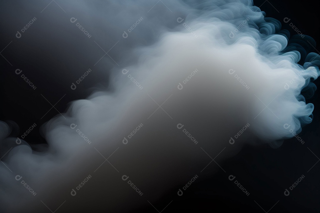 Cinza ondulado fumaça sobre fundo preto
