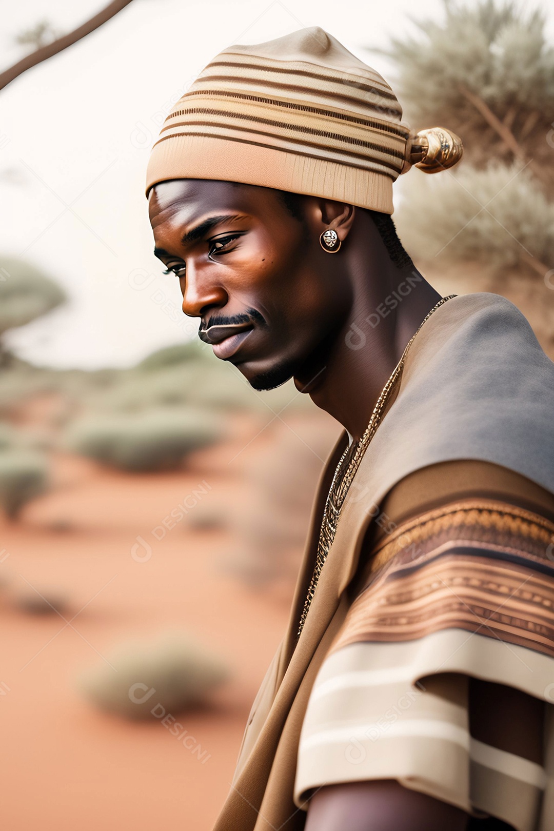 Homem africano de tiro médio ao ar livre