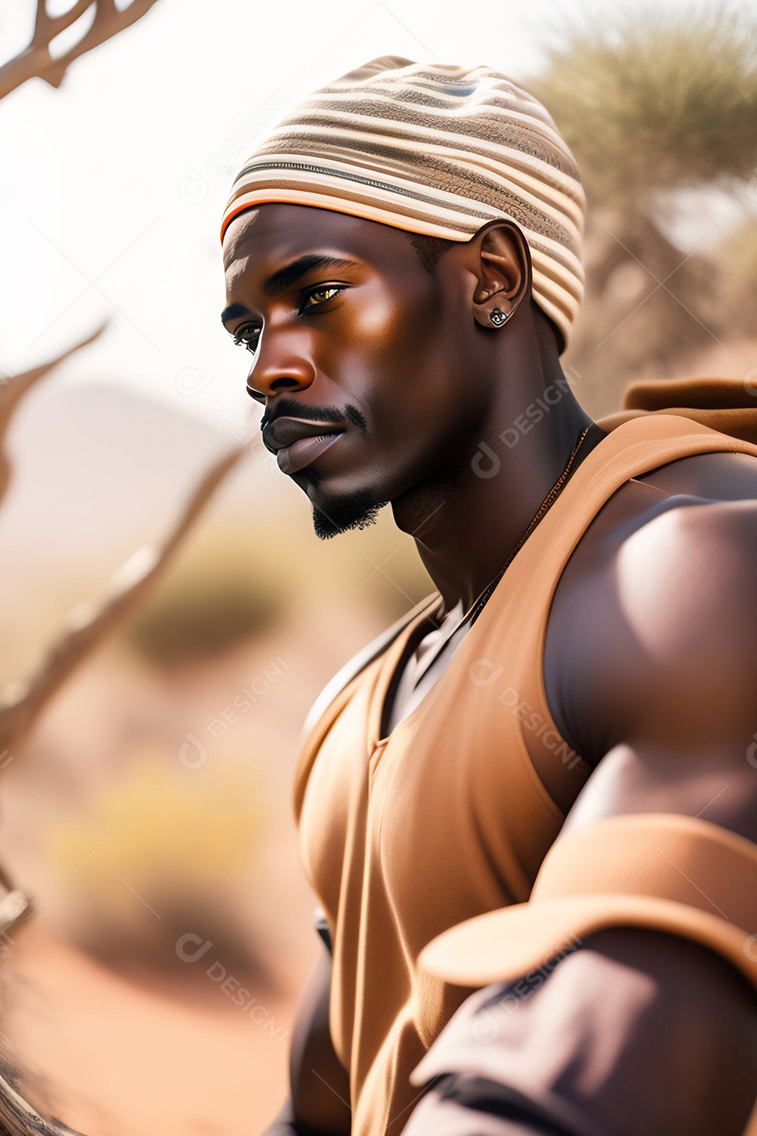 Homem africano de tiro médio ao ar livre