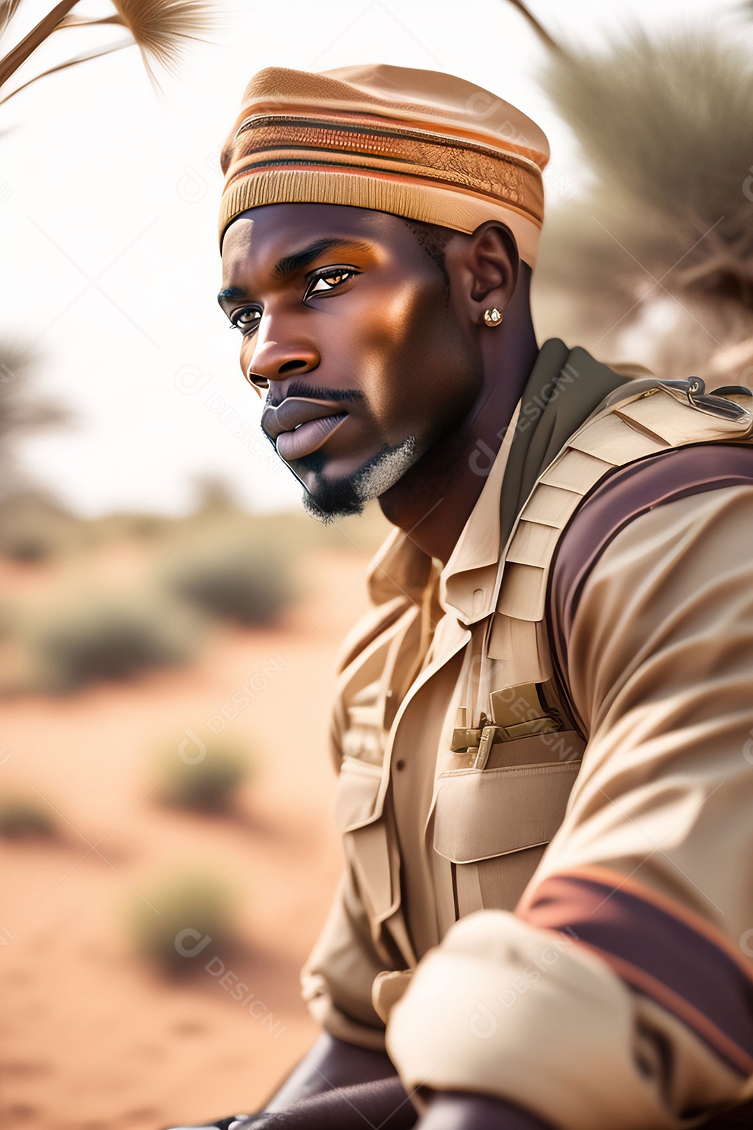 Homem africano de tiro médio ao ar livre