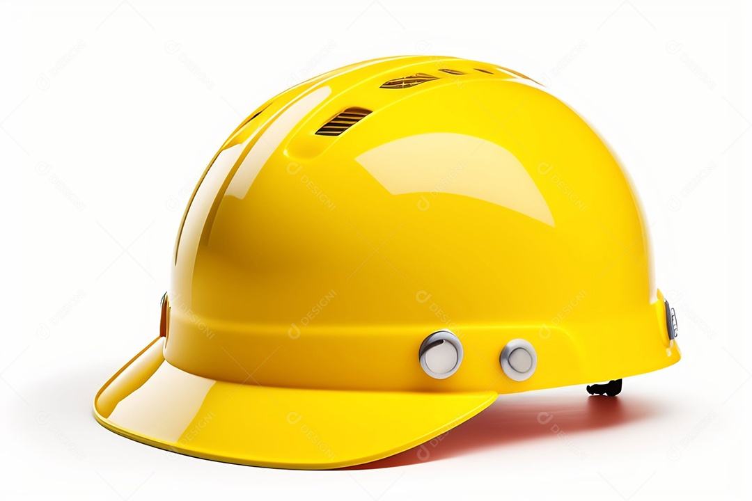 Capacete amarelo em fundo branco