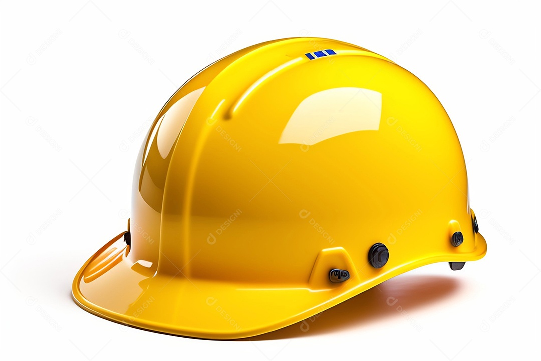 Capacete amarelo em fundo branco