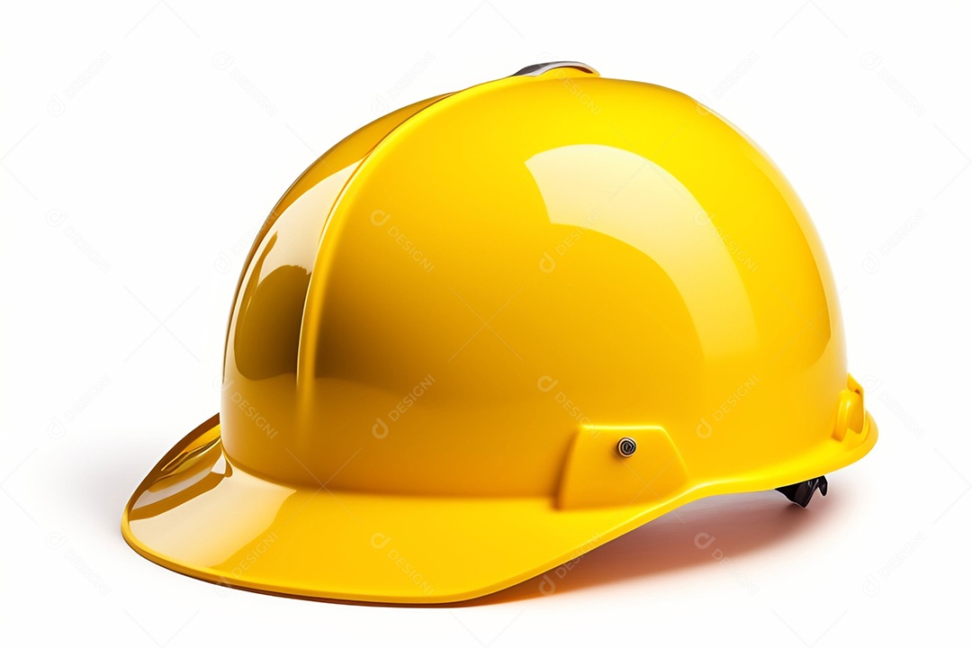 Capacete amarelo em fundo branco