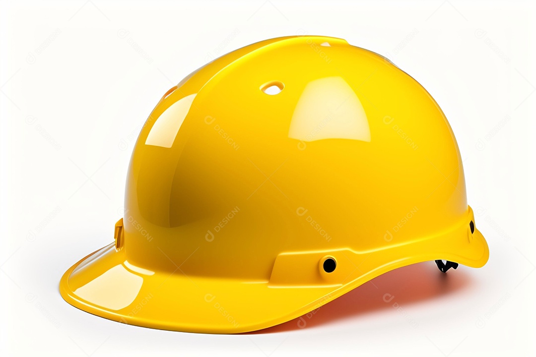 Capacete amarelo em fundo branco