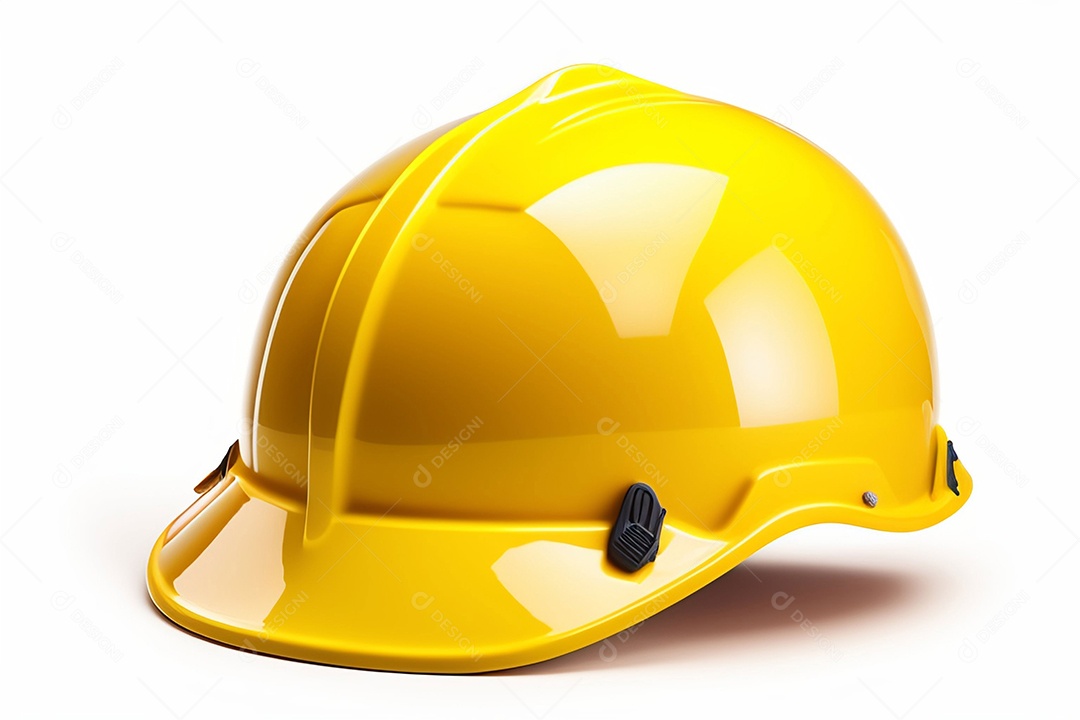 Capacete amarelo em fundo branco