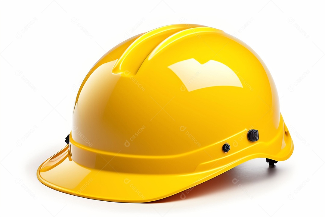 Capacete amarelo em fundo branco