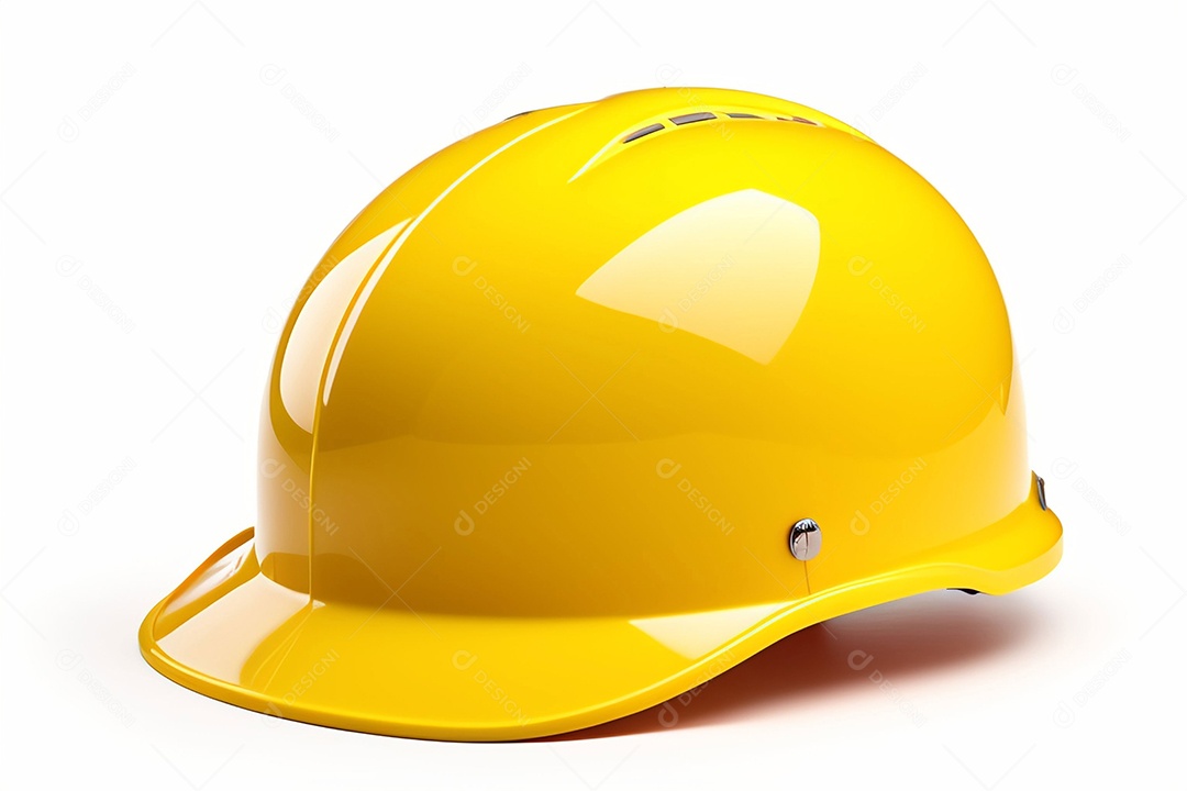Capacete amarelo em fundo branco
