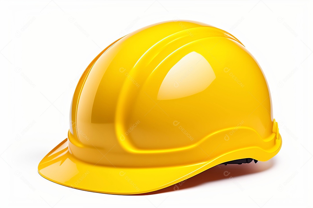 Capacete amarelo em fundo branco