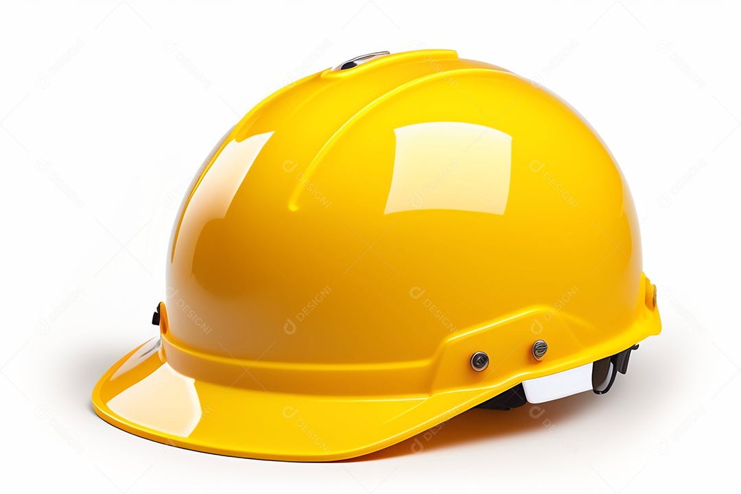 Capacete amarelo em fundo branco