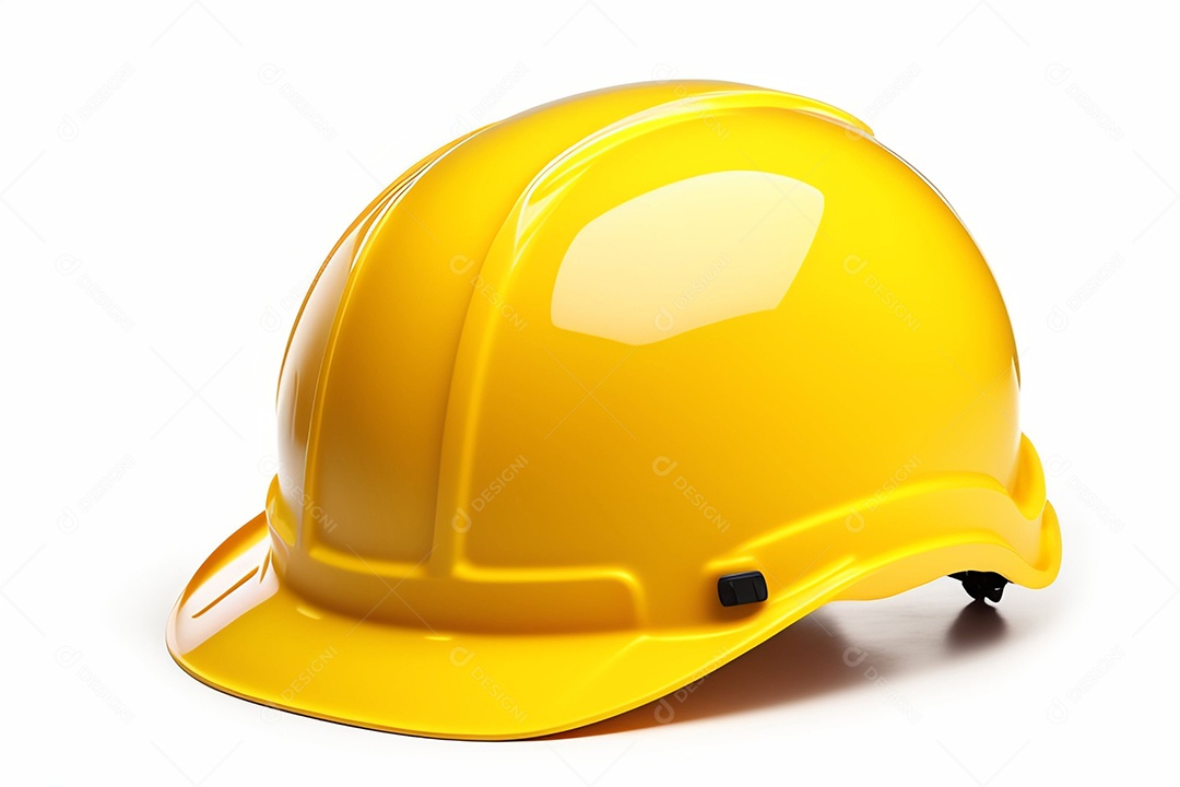 Capacete amarelo em fundo branco
