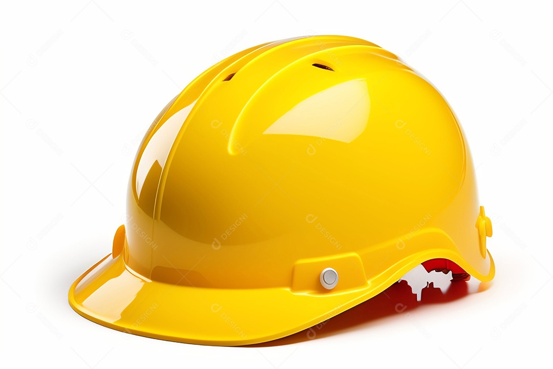 Capacete amarelo em fundo branco