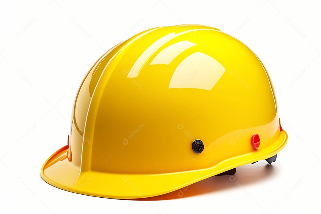 Capacete amarelo em fundo branco