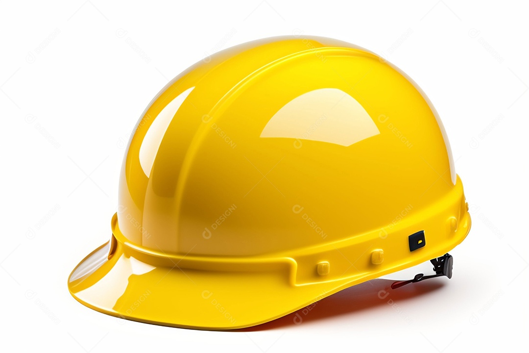 Capacete amarelo em fundo branco
