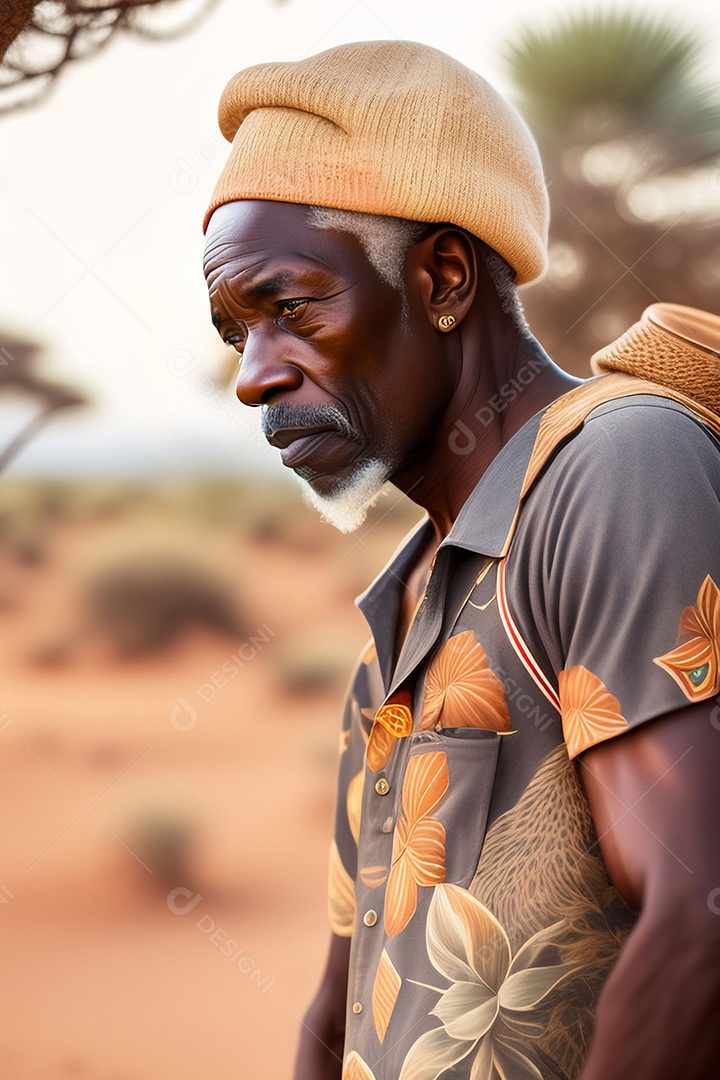 Velho africano ao ar livre