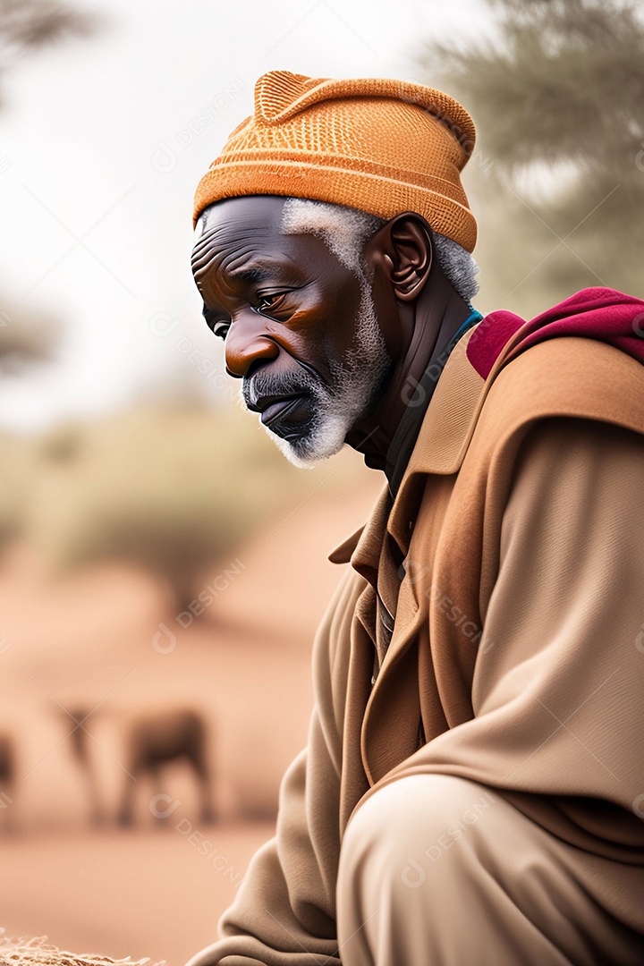Velho africano ao ar livre