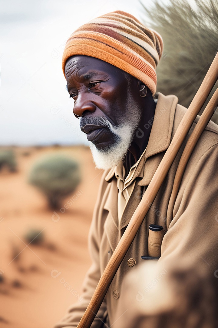 Velho africano ao ar livre