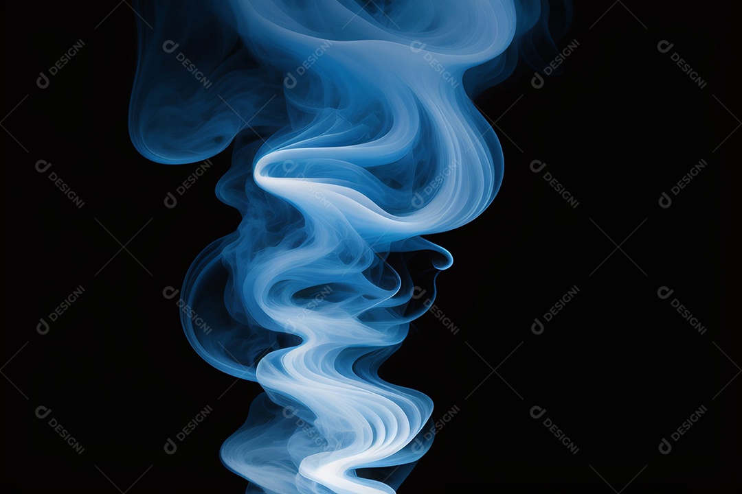 Fumaça ondulada azul sobre fundo preto