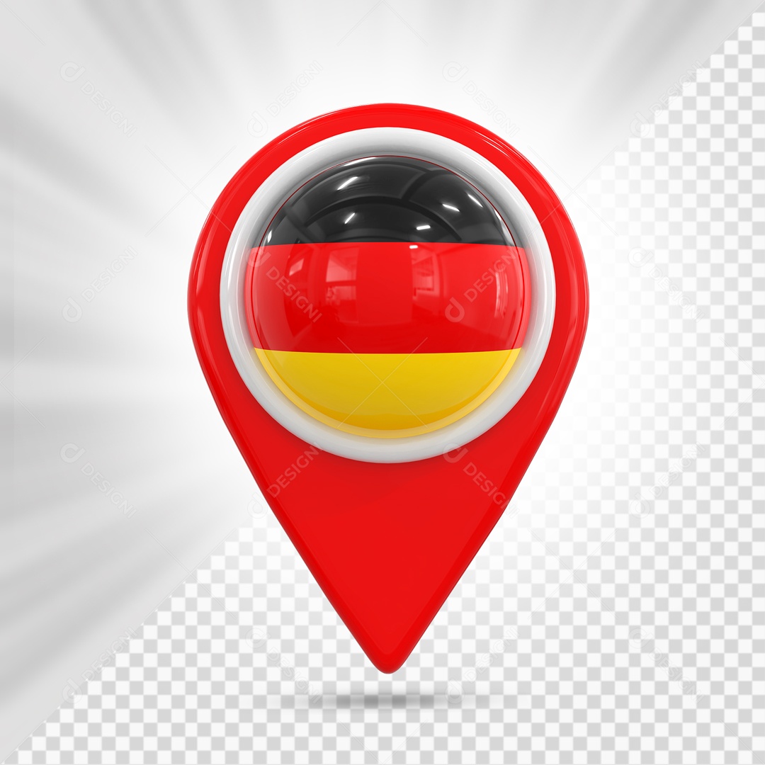 Pin De Localização Vermelho Com Bandeira Da Alemanha Elemento 3D PSD