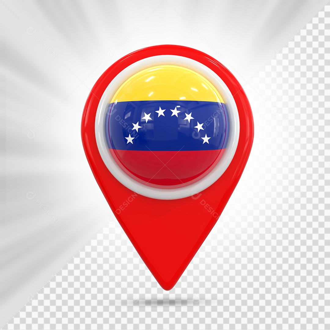 Pin De Localização Vermelho Com Bandeira Da Venezuela Elemento 3D PSD