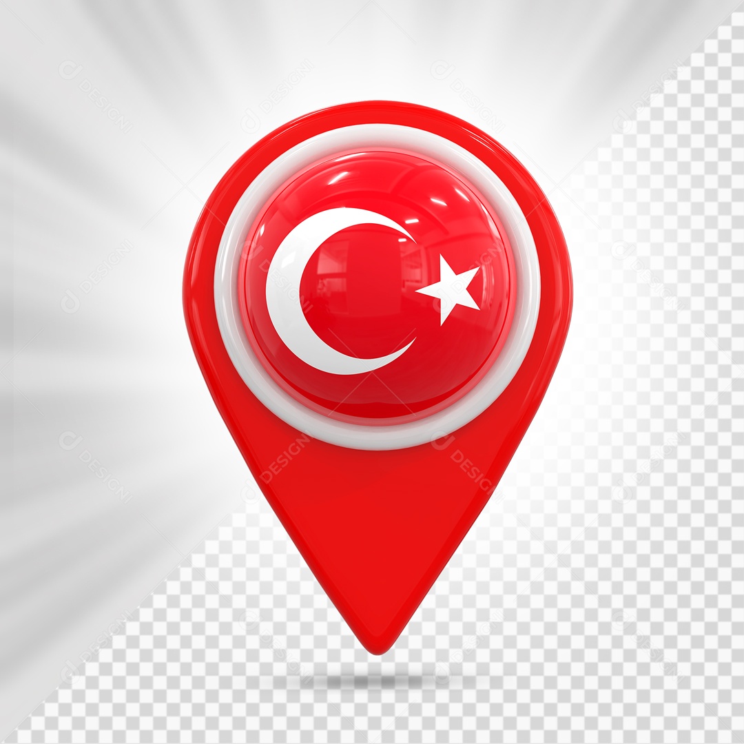 Pin De Localização Vermelho Com Bandeira Da Turquia Elemento 3D PSD