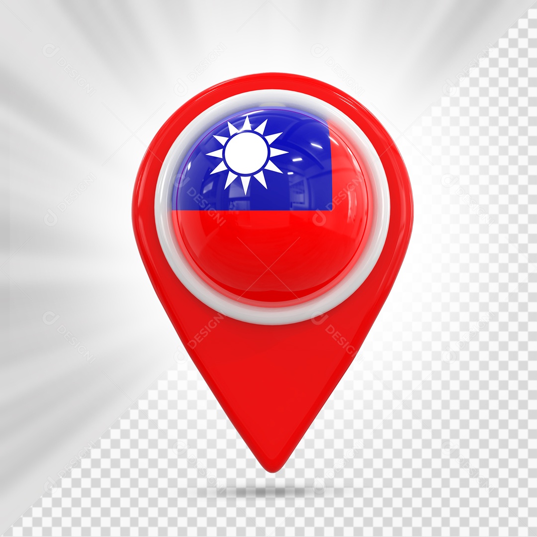 Pin De Localização Vermelho Com Bandeira Da Taiwan Elemento 3D PSD