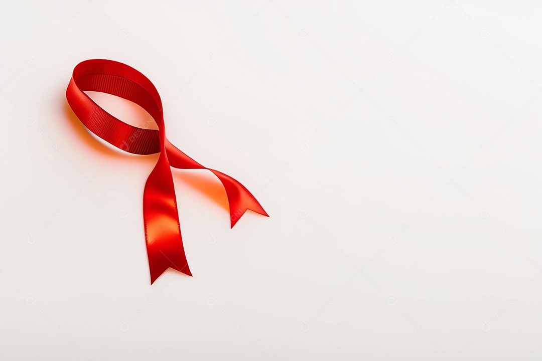 Fita vermelha sobre fundo branco apoio contra a AIDS