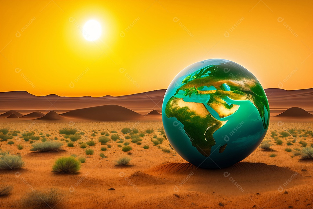 O globo verde está localizado em solo extremamente árido