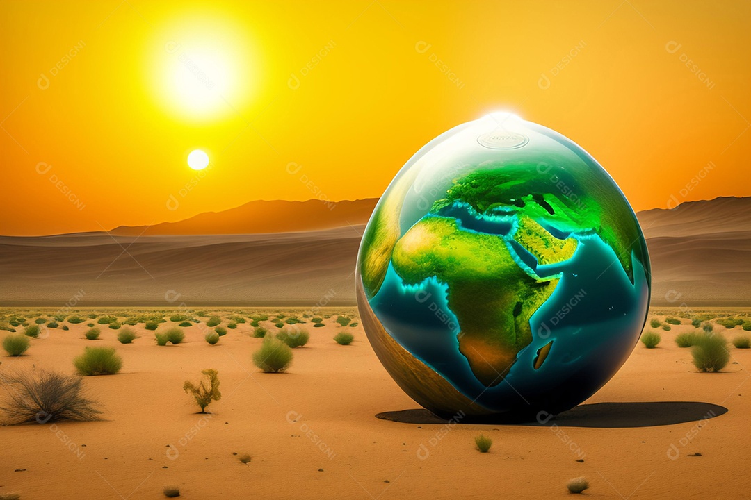 O globo verde está localizado em solo extremamente árido
