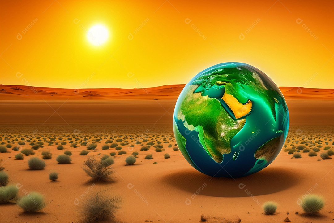O globo verde está localizado em solo extremamente árido